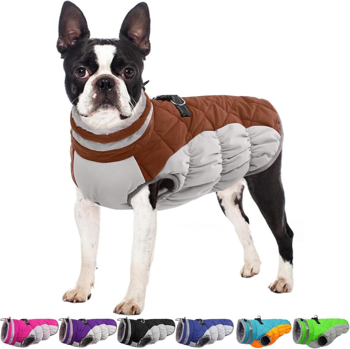 Waterproof Medium Dog Coat, Warm Dog Jacket with Harness Built In, L