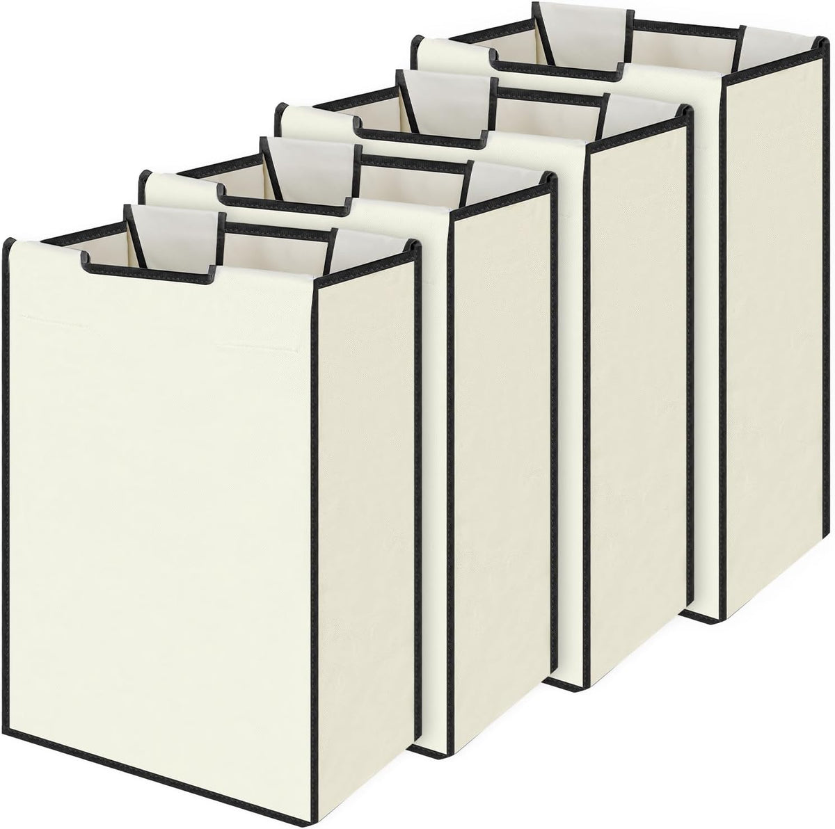 4 Pack Large Laundry Sorter Replacement Bags, Hamper Cart Removable Replacement, Laundry Storage Organizer-Replacement Bags, Beige, Square Shap