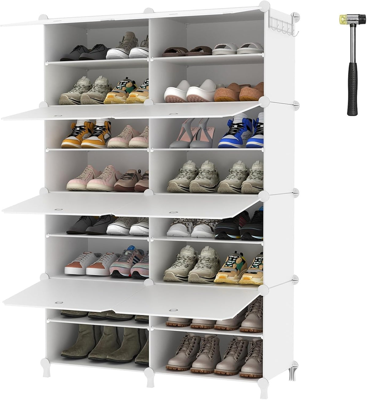 AWTATOS 8 Tiers Shoe Rack Organizer, 32 Pair Shoe Storage Cabinet, White