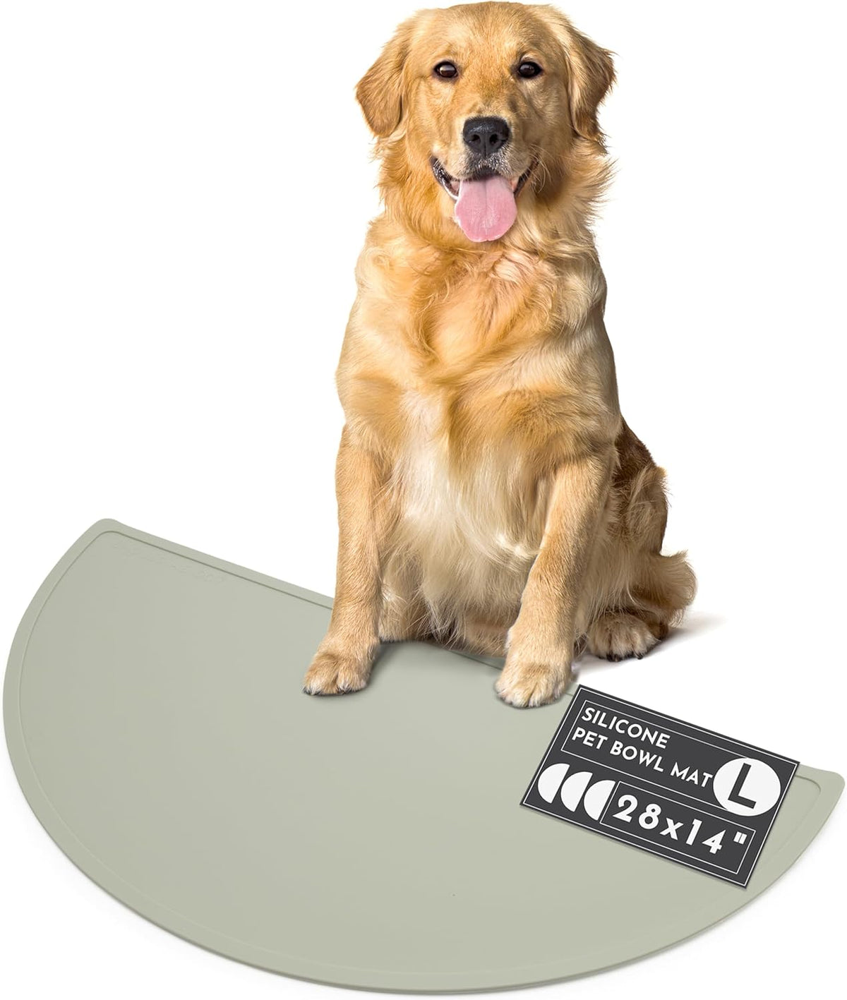 Silicone Dog Food Mat - Pet Placemat, 28" X 14" Deep, Large - Sage
