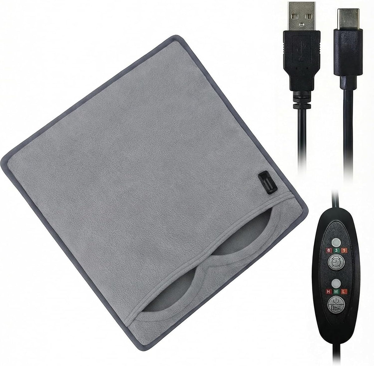 Electric Heated Foot Warmer Double-Side Heating Pads for Women Men under Desk/Sofa/Bed/Office/Hands/Outdoor/Indoor,Portable|Usb Gray(Not Included Battery)