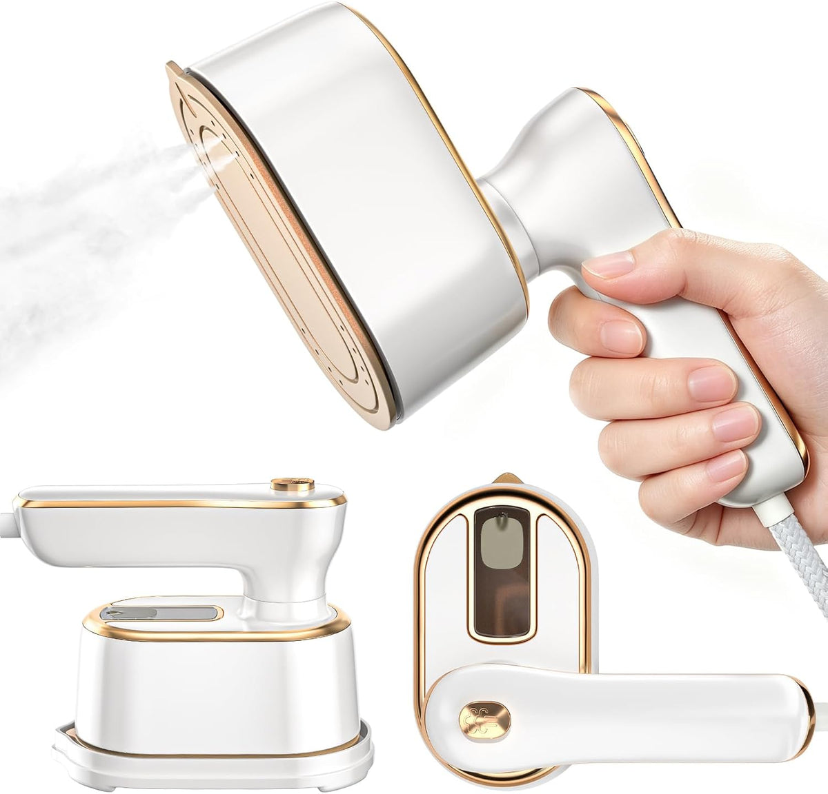 Travel Steamer Iron for Clothes - Portable Ironing Machine Small Size Portable Steamer Travel College Dorm Home Essentials (White)
