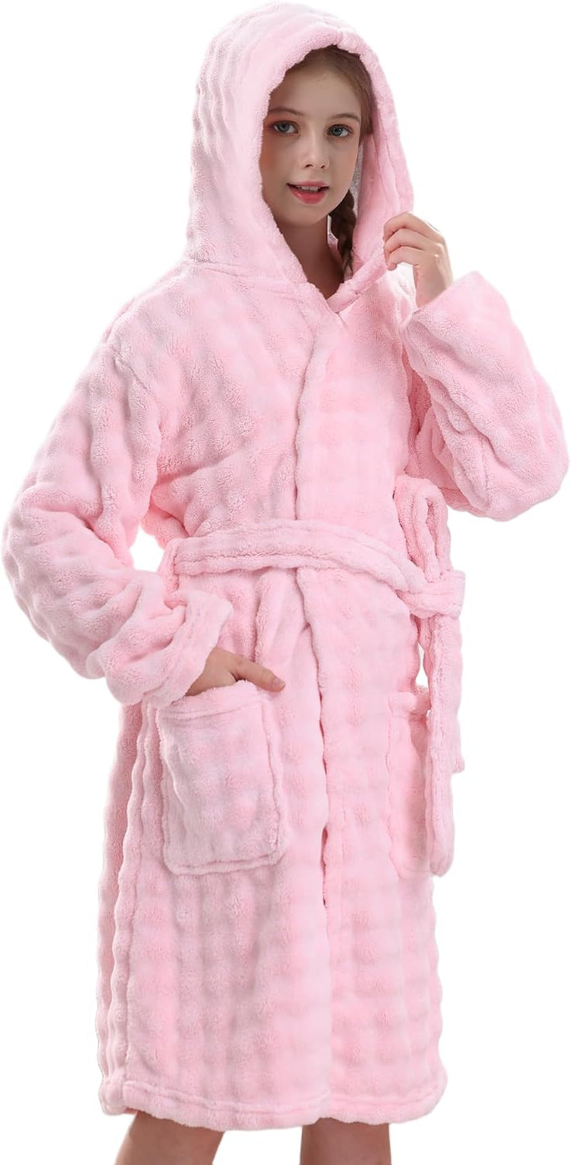 V.&GRIN Girls Hooded Towel Robe, Soft Microfiber Quick-Dry Bathrobe