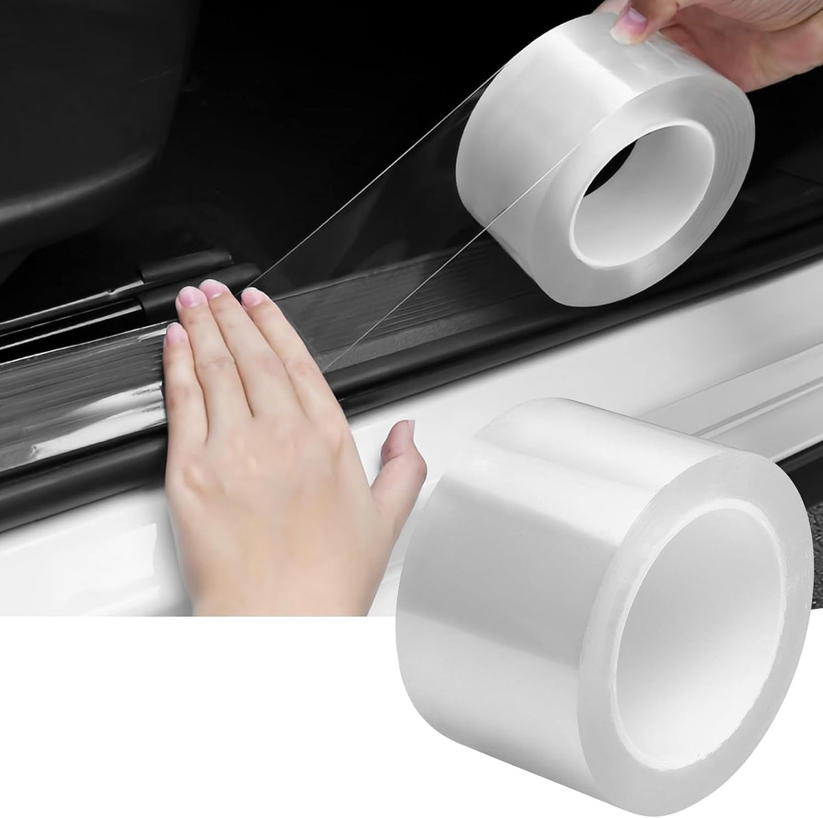 DGSL Car Door Edge Guards Door Sill Protector, 2.7In X 33Ft 5D Carbon Fiber Car Wrap Film, Vinyl Automotive Wrap Film Anti-Collision Fits for Most Vehicles (Transparent)
