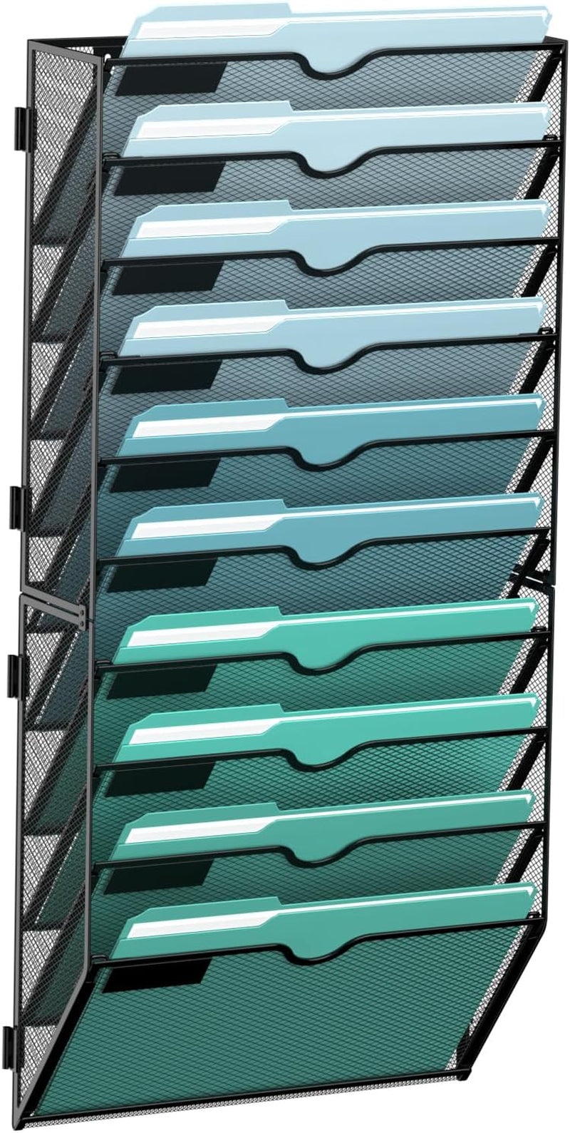 10-Tier Wall File Organizer, Hanging File Holder, Wall Mail Sorter