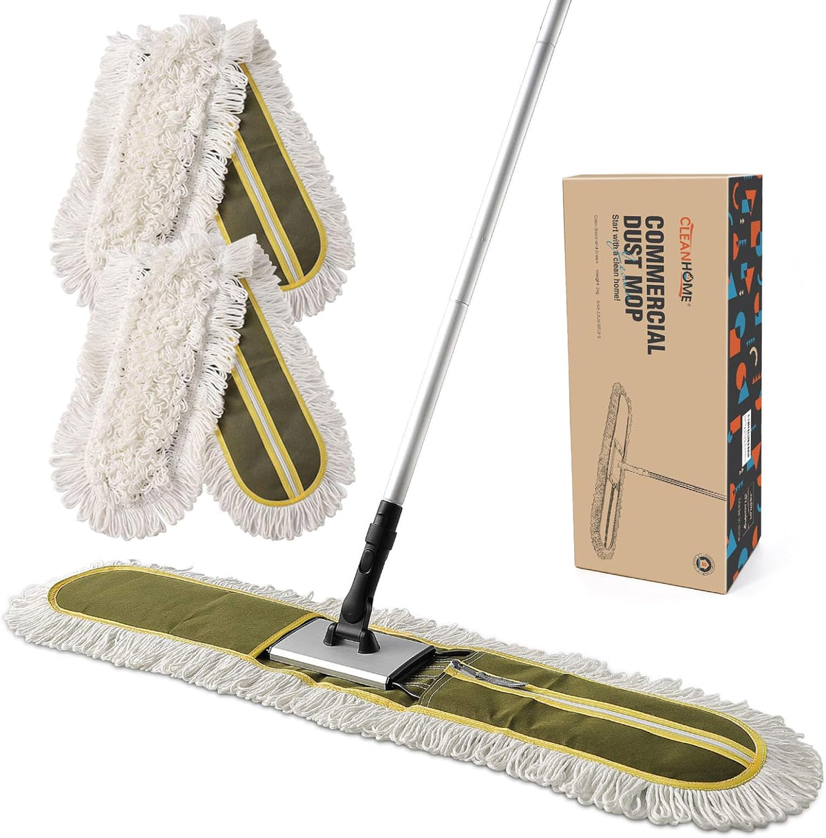 CLEANHOME 36" Commercial Dust Mop for Hardwood, Tiles, Marble Floors, Green