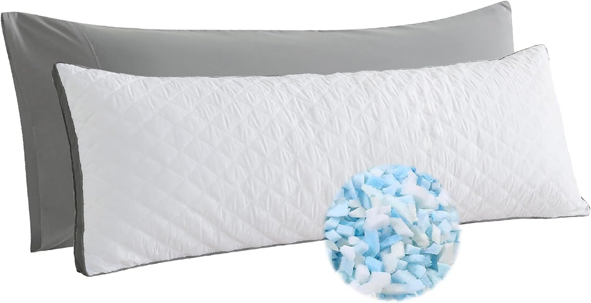 Whatsbedding Memory Foam Body Pillow with Cover, Long Bed Pillow for Adults