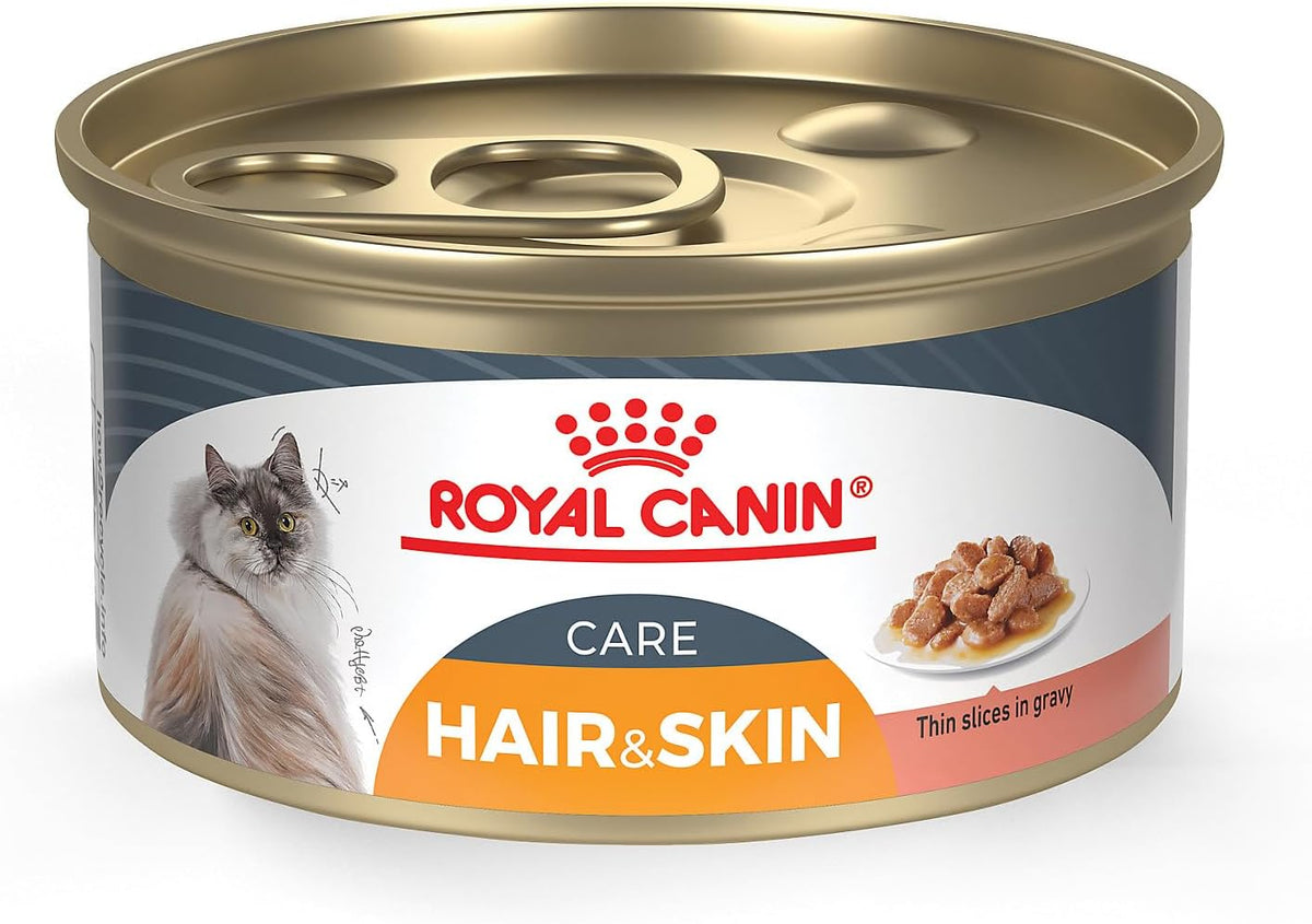 Royal Canin Feline Care Nutrition Hair & Skin Care Adult Thin Slices in Gravy Cat Food, 3 Oz (Pack of 24)