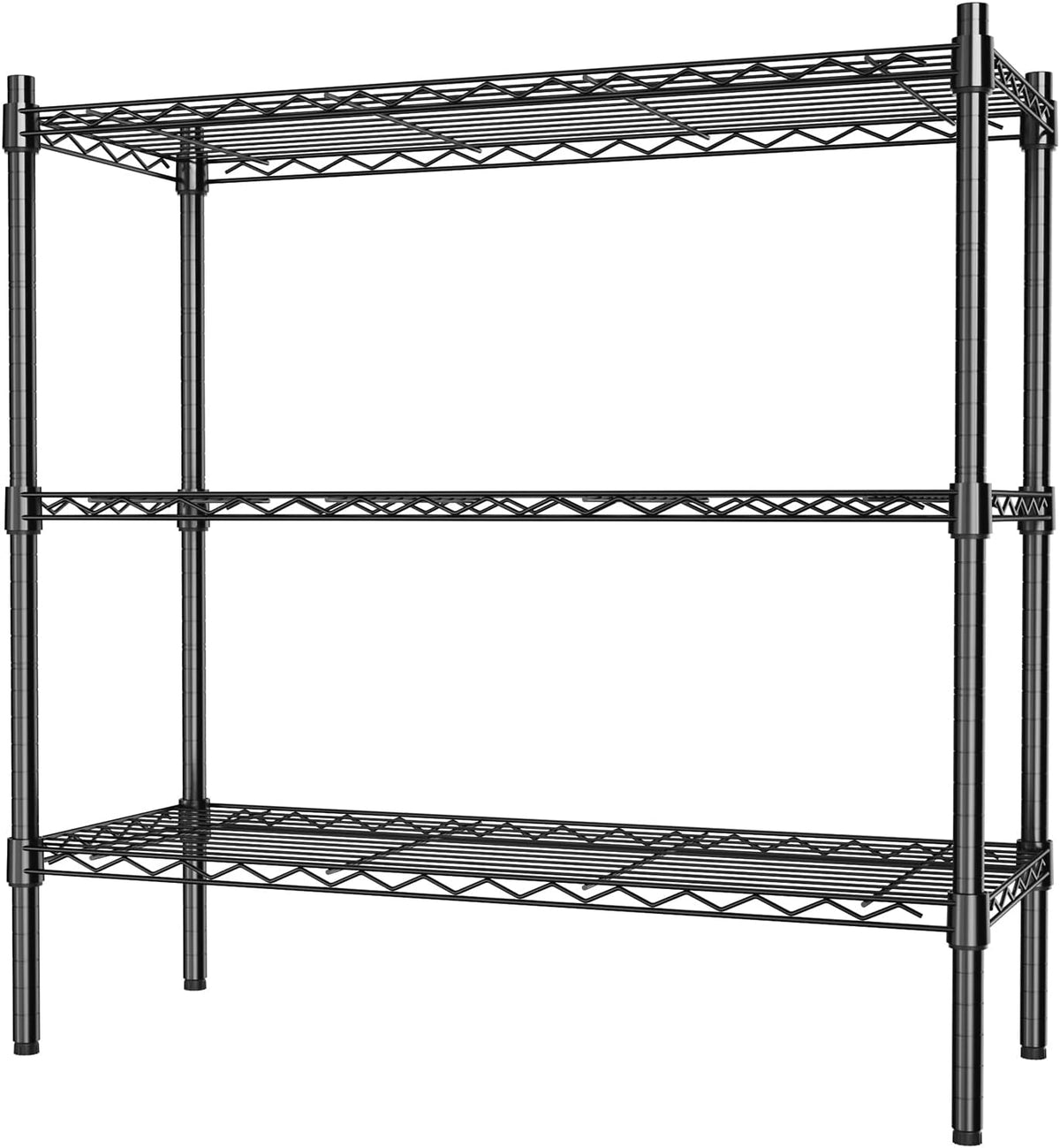 Auslar 3-Tier Heavy Duty Wire Shelving Adjustable Metal Storage Rack Black