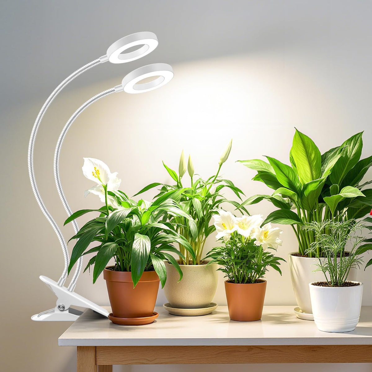 Wiaxulay Clip Grow Lights for Indoor Plants, 3.5In Full Spectrum 2 Heads