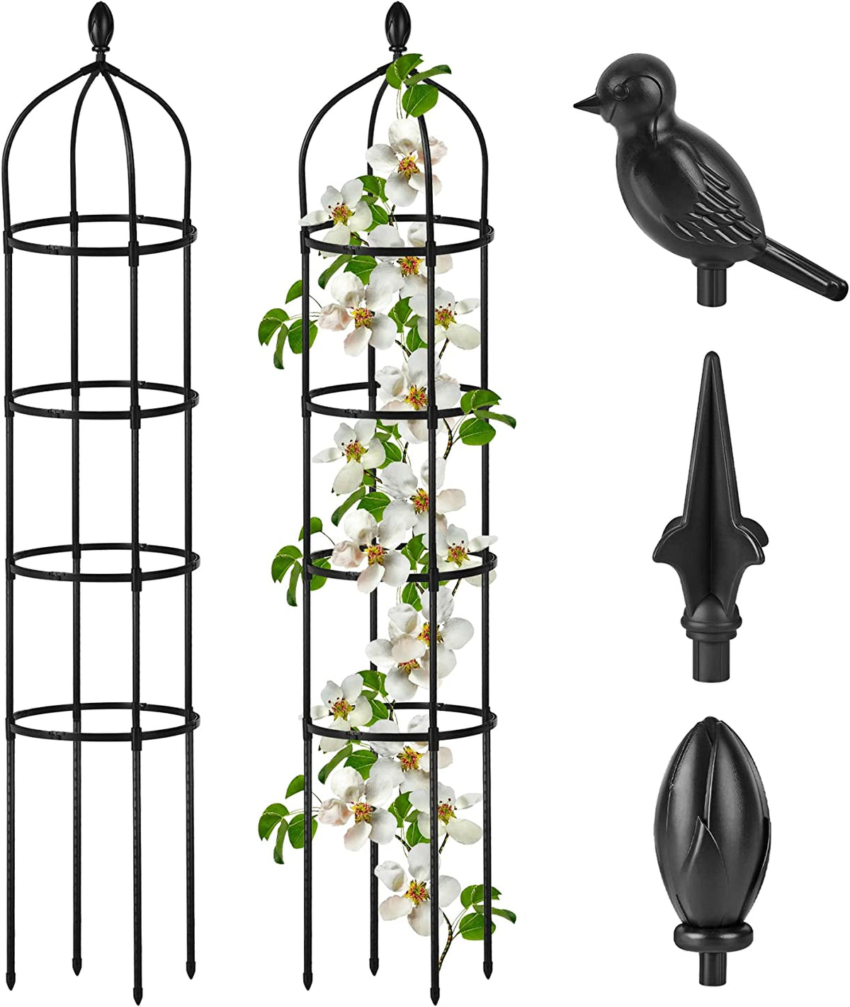 Garden Obelisk Trellis for Climbing Plants Outdoor 6 Ft Rose Bush round Trellis for Pots Rustproof Metal Pipe with Plastic Coated Plant Flower Trellises for Clematis Vine Jasmine Support