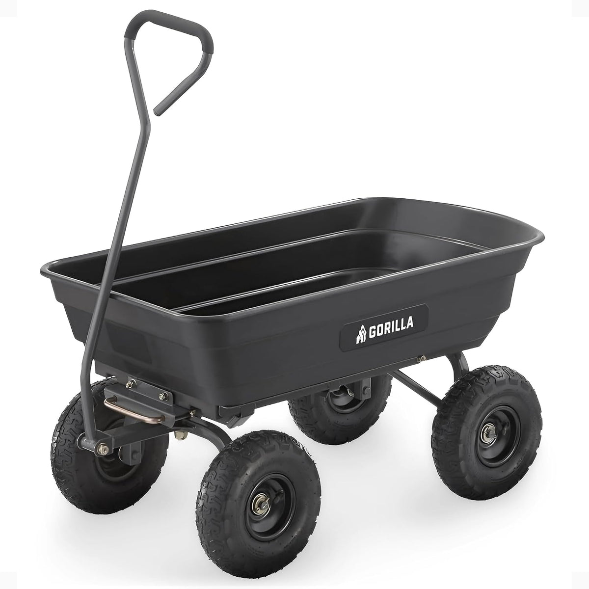 Gorilla Carts 600 Lb Poly Garden Dump Cart, 4 Cu Ft Wagon, Quick-Release