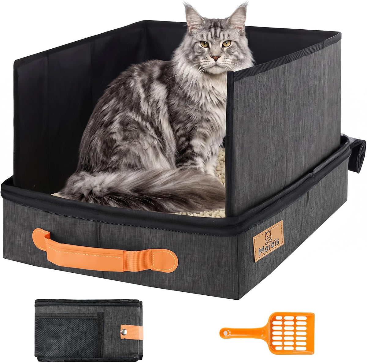 MORAIS Portable Travel Litter Box for Cats, 23"×15"×11"