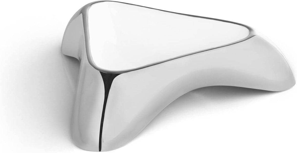 Nambé Small Pet Bowl, 7” X 1.5” – Triangular Cat & Dog Food & Water Dish with Rounded Edges, Non-Slip Grips, Stylish Alloy with Enameled Interior, Durable Feeding Bowl for Small Dogs & Cats