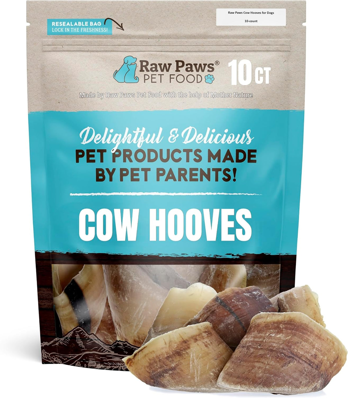 Raw Paws Cow Hooves for Dogs to Chew (10-Count) - Long Lasting XL