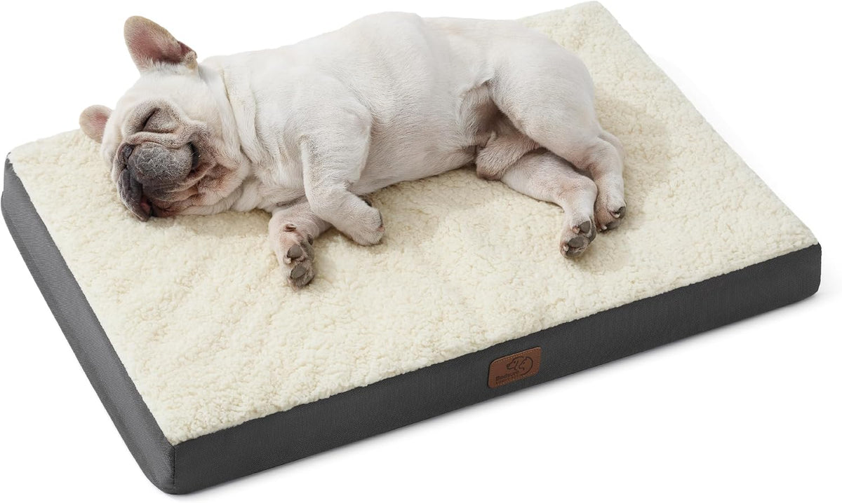 Bedsure Washable Dog Bed Medium Size Dog with Comfy Sherpa, 30X20In Grey