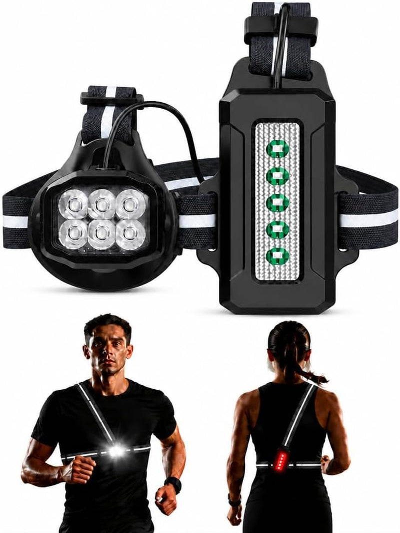 YOSKY 800 Lumen Chest Light, Running Light for Runner with Reflective Straps, Rechargeable Running Headlamp Flashlight, Adjustable Safety Lights Beam for Walking Dog at Night, 4-8H USE TIME