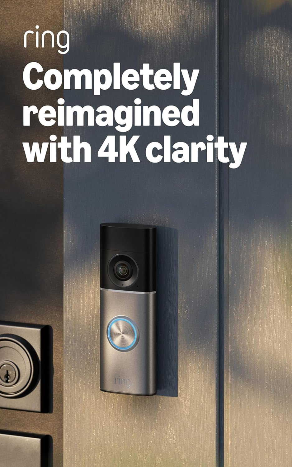 Ring Wired Doorbell 4K Pro (Newest Model), Retinal 4K with Wide-Angle Video, 10X Enhanced Zoom, and Night Vision, Deep Silver