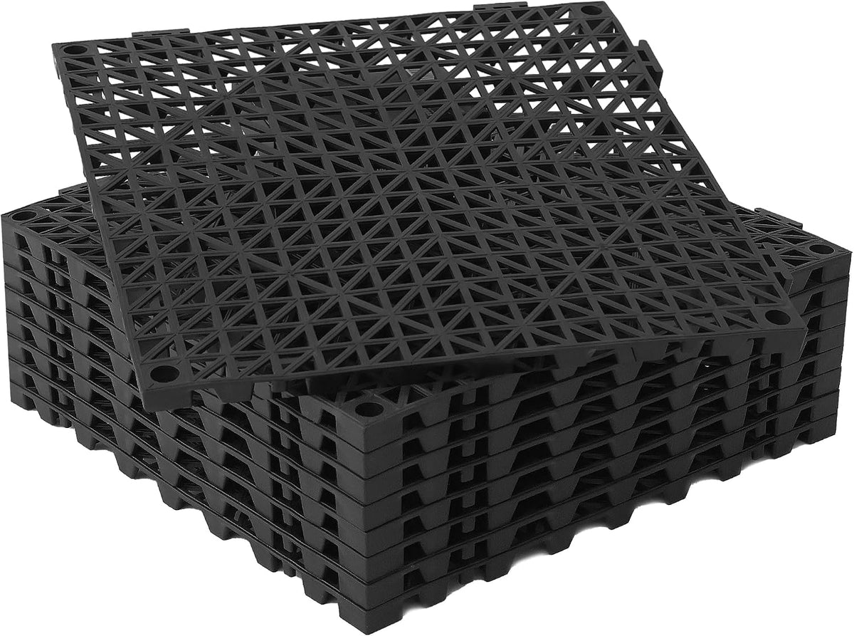 RITOLLO Modular Interlocking Cushion Drainage Floor Tiles, 9-Pack 11.8"X11.8" PVC Raised Non-Slip Interlocking Mats with Drain Holes for Deck, Pool, Garage, Shower, Patio, Bathroom, Sauna, Yard