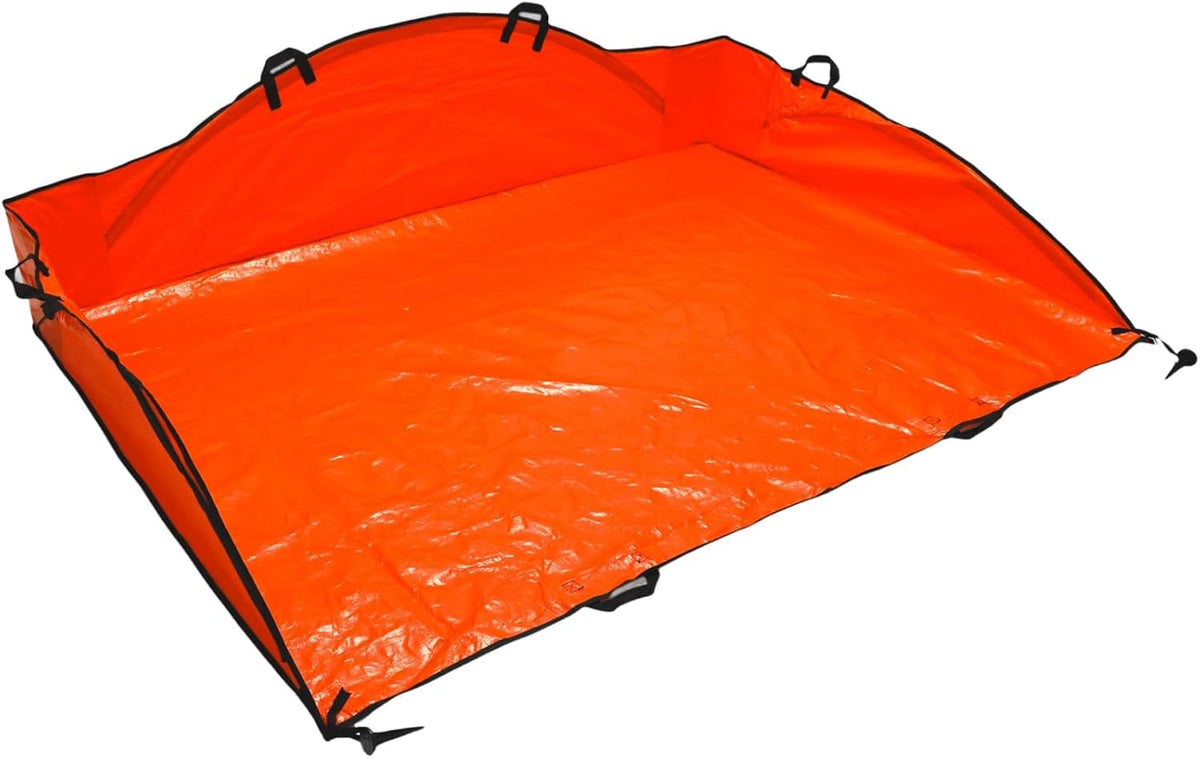 Leaf Tarp for Fast Yard Cleanup –Leaf Collection Tarp with 6 Handles & Ground Stakes – Lawn Leaf Bag for Raking, Garden Debris & Yard Waste Removal, Wind Proof, 5’ X 7’ Large Capacity