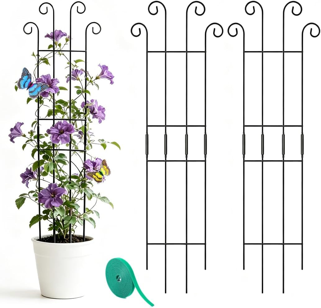 32.6Inch Plant Trellis for Climbing Plants Indoors Outdoor, Garden Trellis for Potted Plants, Rust-Proof Metal Sturdy Climbing Stakes Support for Ivy Vine Photos Hoya Monstera, Easy Install (2Pcs)