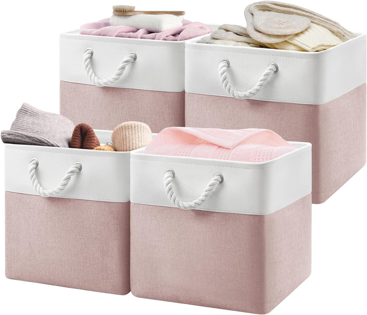 Patvingot 13-Inch Fabric Cube Storage Bins with Handles,4 Pack,Foldable