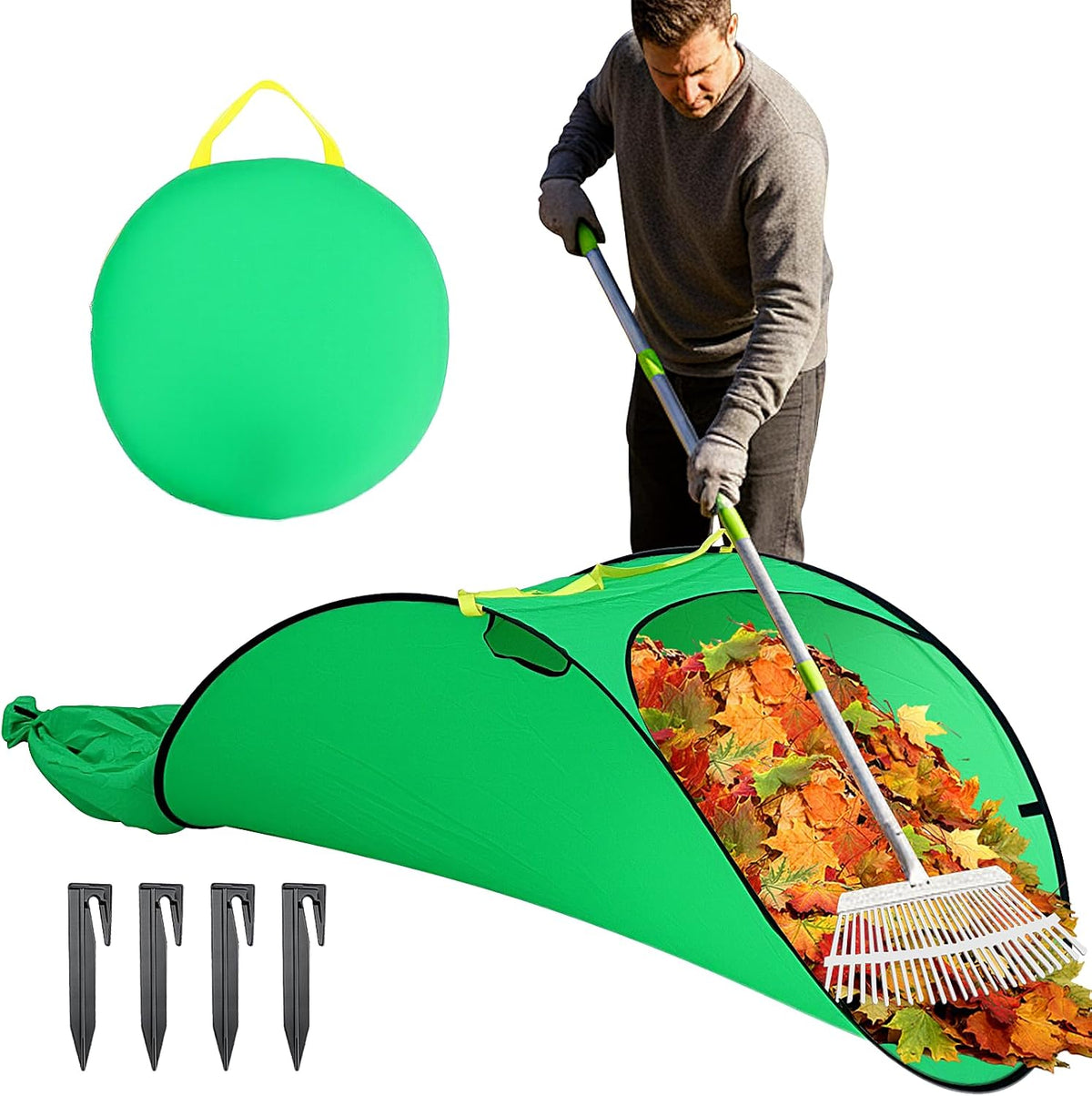 Hysagtek Upgraded Large Leaf Collector - Portable Pop up Lawn and Leaf Bags Foldable Reusable Leaves Pick up Tools Yard Waste Bags for Leaves and Trash