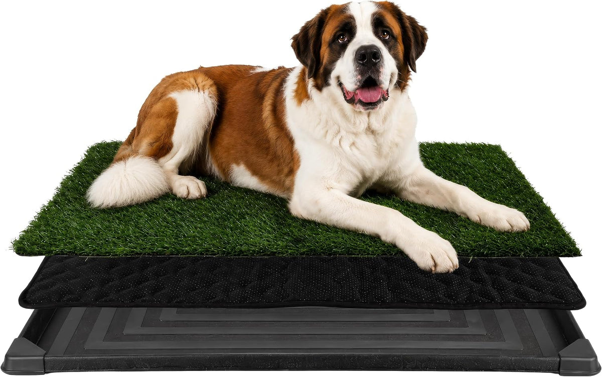 PETMAKER Reusable 3-Layer Extra-Large Dog Grass Pad with Tray, 52.5” X 35”