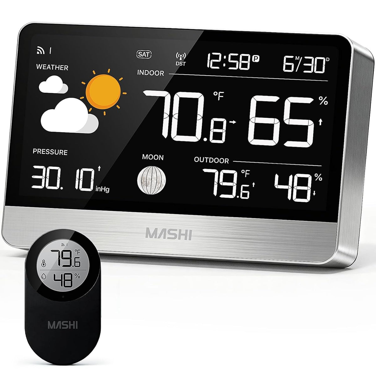 MASHI Weather Station Wireless Indoor Outdoor Thermometer with 8.8" Display