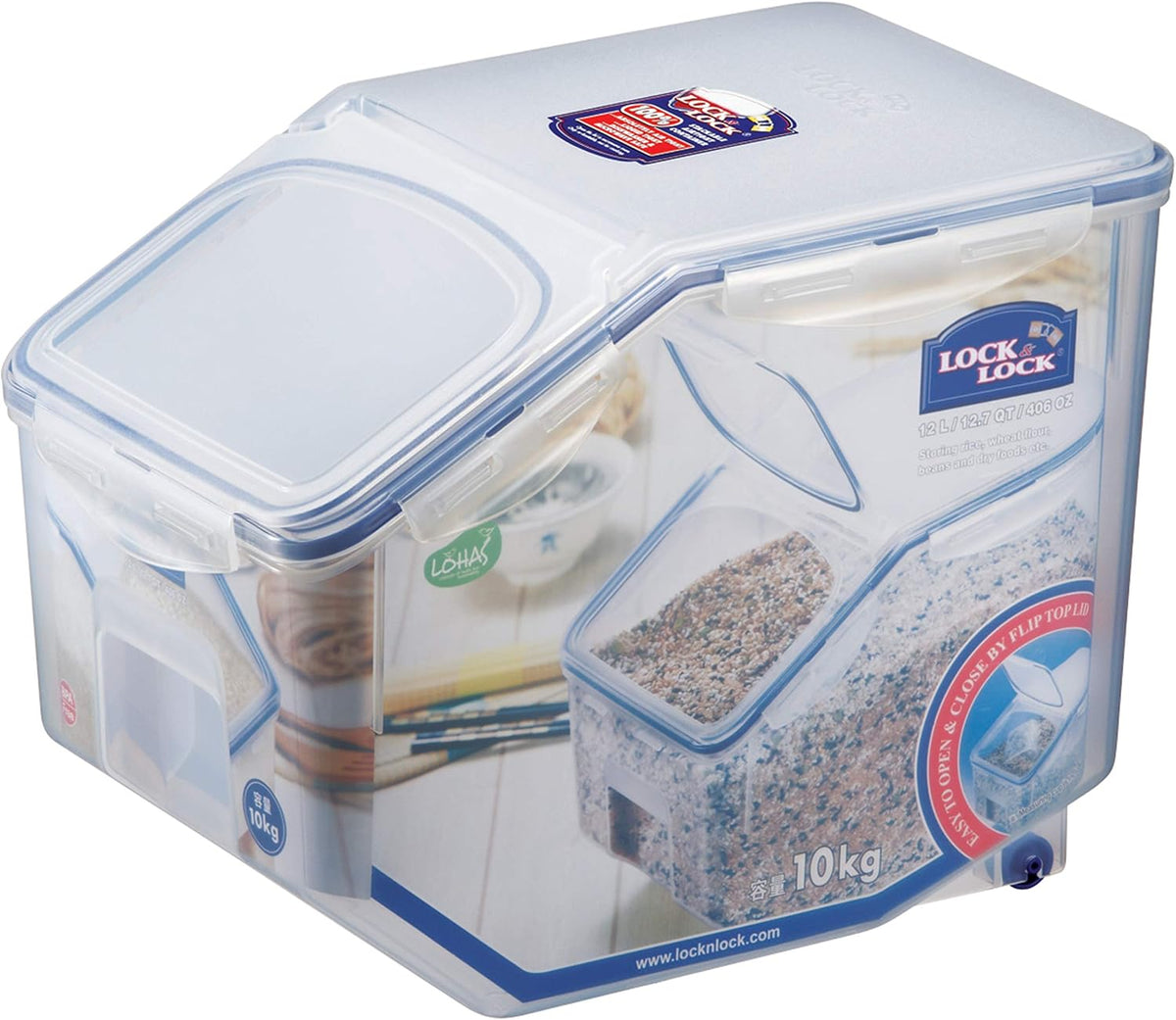 Locknlock Bulk Storage Bin with Wheels, 12.0 Qt (11.5 L)