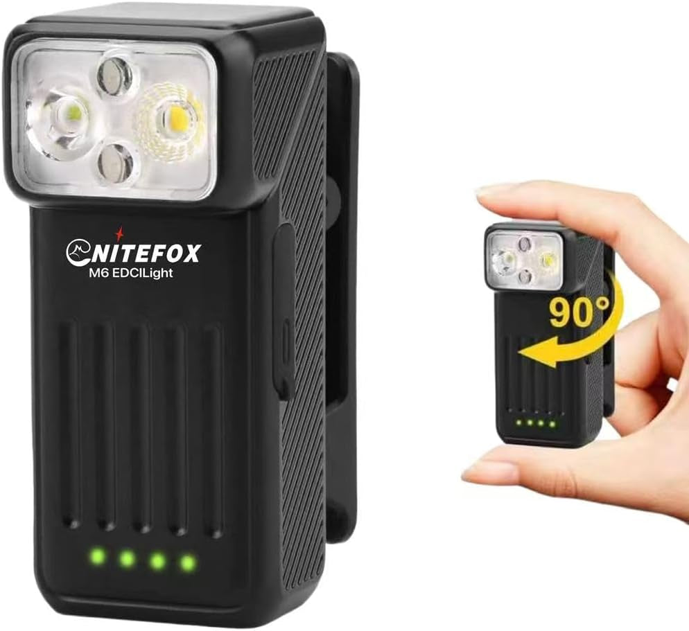 Mini EDC Flashlight 90°Rotatable Clip‑On Light Magnetic Pocket Work Light