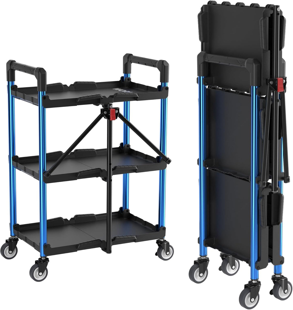 WORKPRO 3-Tier Collapsible Utility Cart, 210 LBS Cart with Wheels