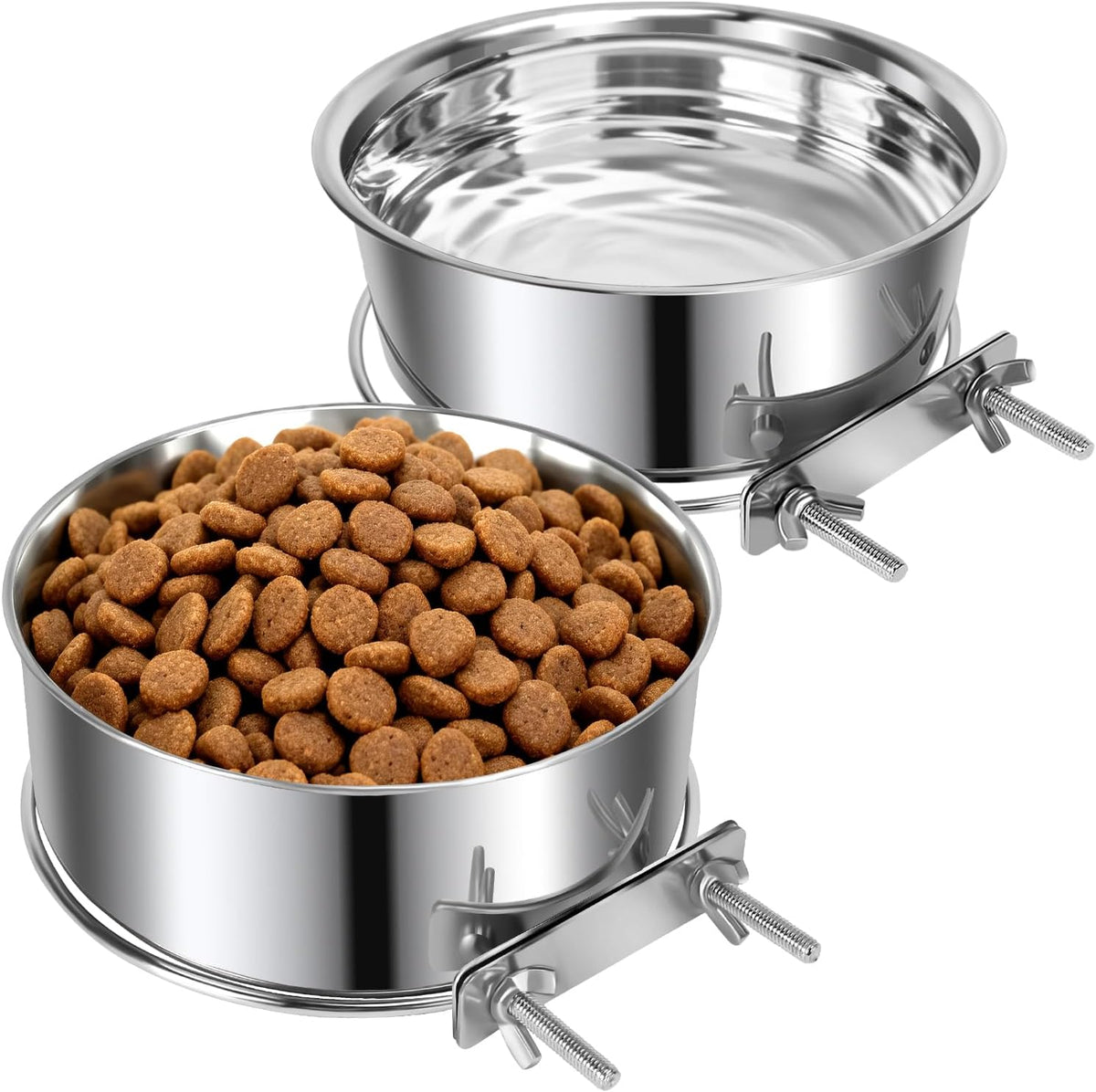 2 Pack Dog Crate Water Bowl No Spill for Small Dogs and Cats, 44Oz & 31Oz