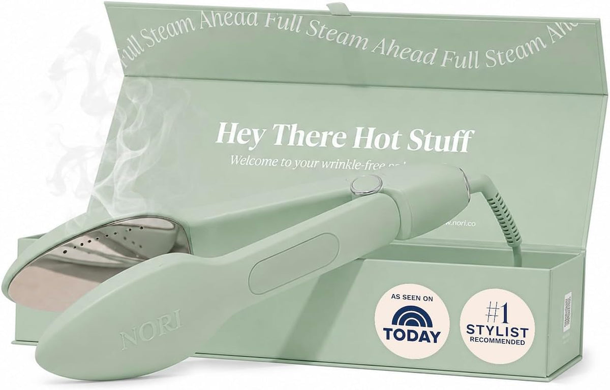 Nori Press Travel Steam Iron - Handheld Iron with 6 Fabric Settings - Green