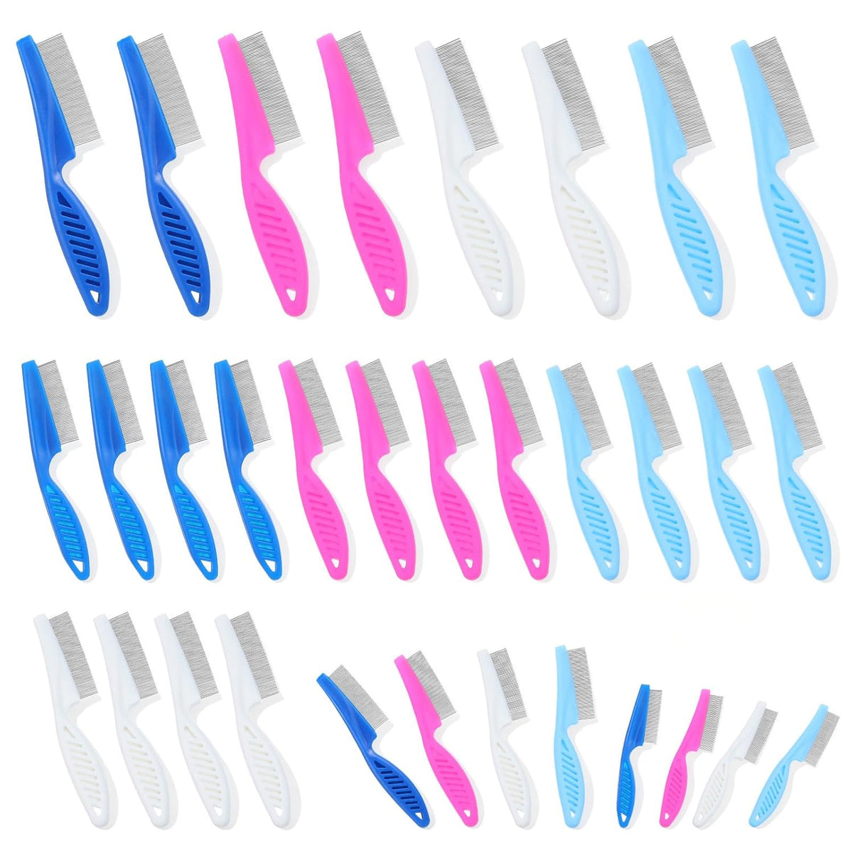 32 Pcs Flea Comb for Dogs and Cats, Fine Tooth Pet Grooming Tool, 2 Sizes
