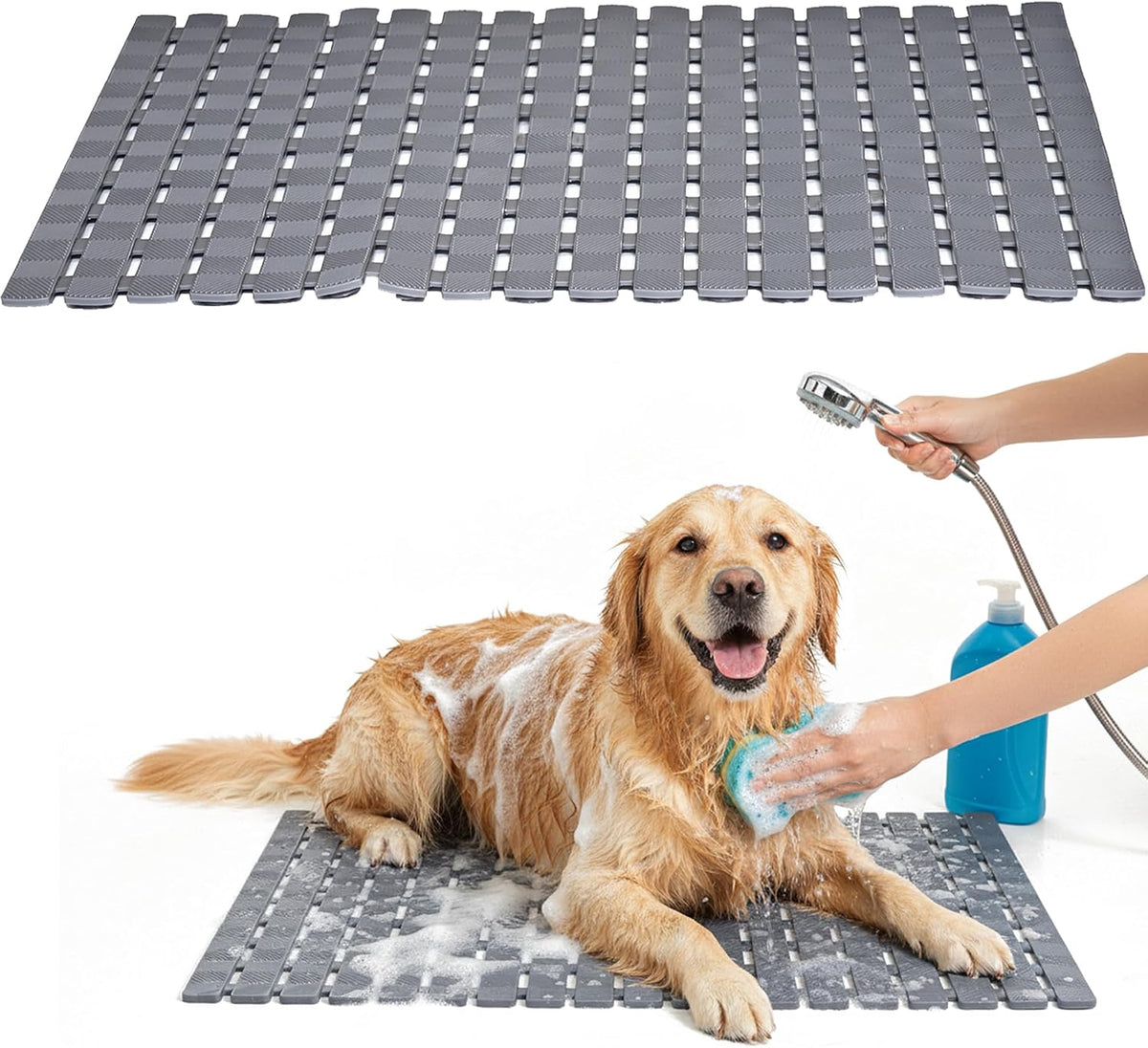 Non Slip Dog Bath Mat, Dog Shower Mat with Holes for Tub Sink