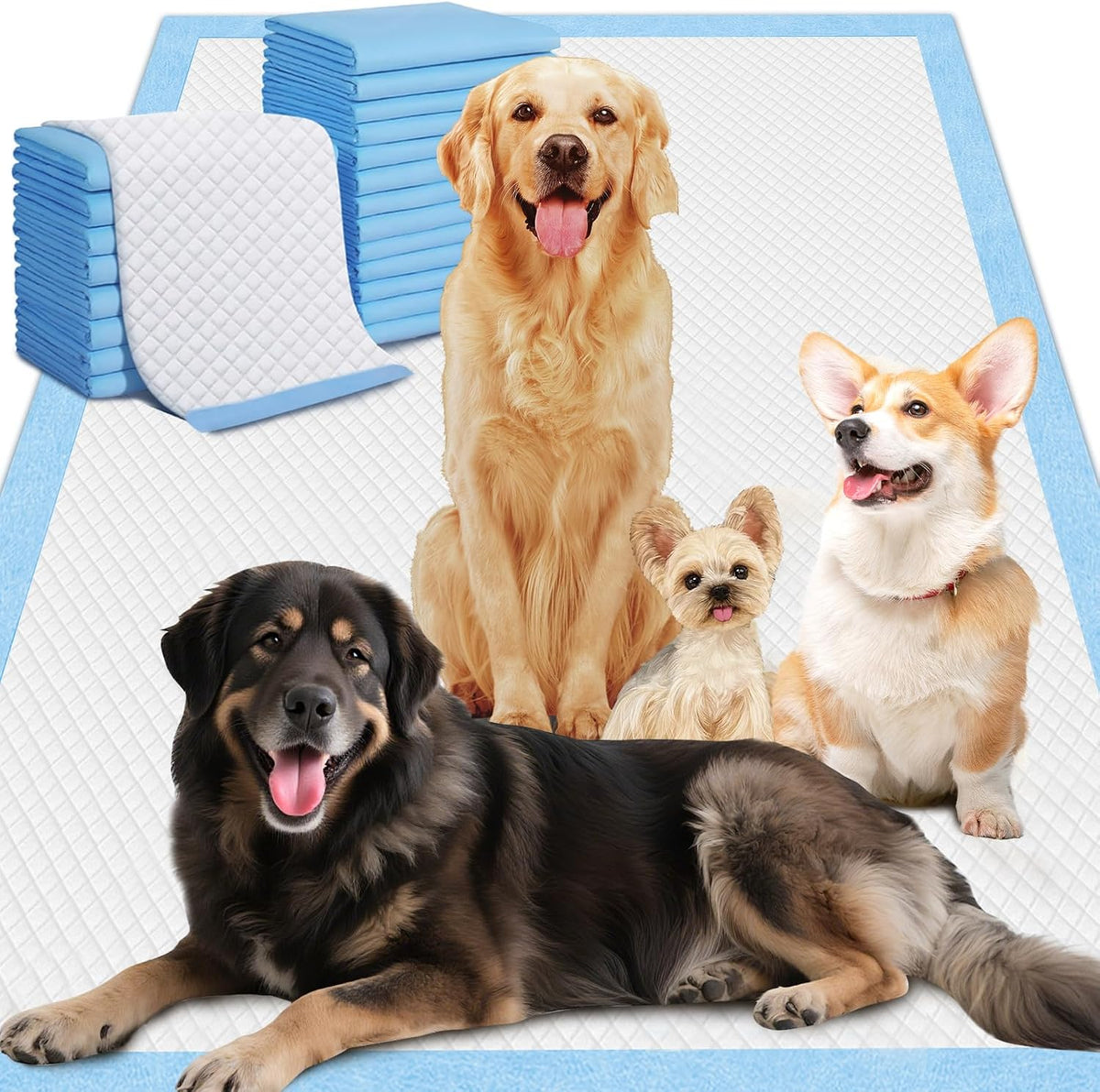 Gimars XXXL Extra Thick 130G Dog Pee Pads 37"X54" – 30 Count, 6-Layer Leak-Proof Puppy Training Pads for Large, Senior, Puppy Dogs, Cats, Rabbits – Indoor, Outdoor, Travel & Crate Use