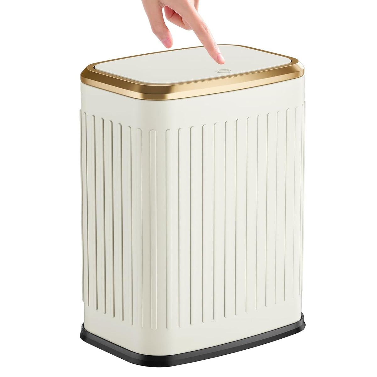 TIPGO Small Bathroom Trash Can with Pop-Up Lid, 2.1 Gallon, Cream