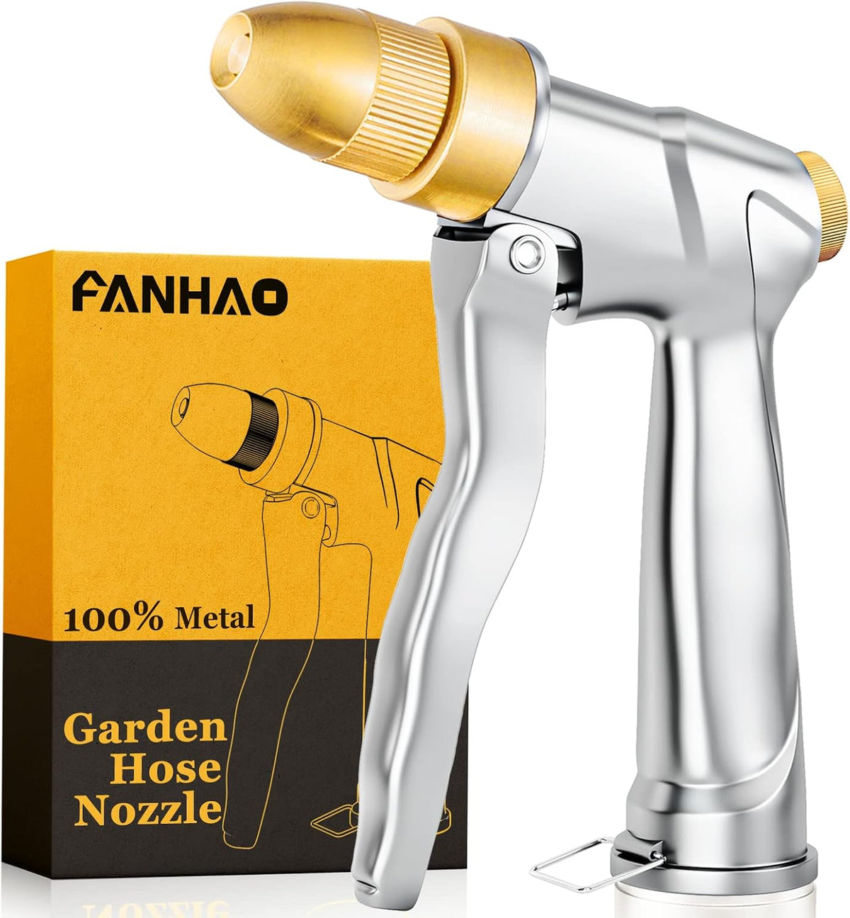 FANHAO 100% Metal Garden Hose Nozzle Heavy Duty, Leakproof, High Pressure