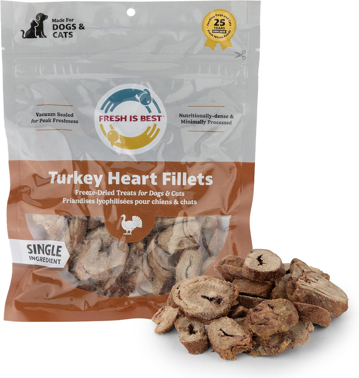 Fresh Is Best Turkey Heart Fillets Freeze Dried Dog Treats for Cats & Dogs