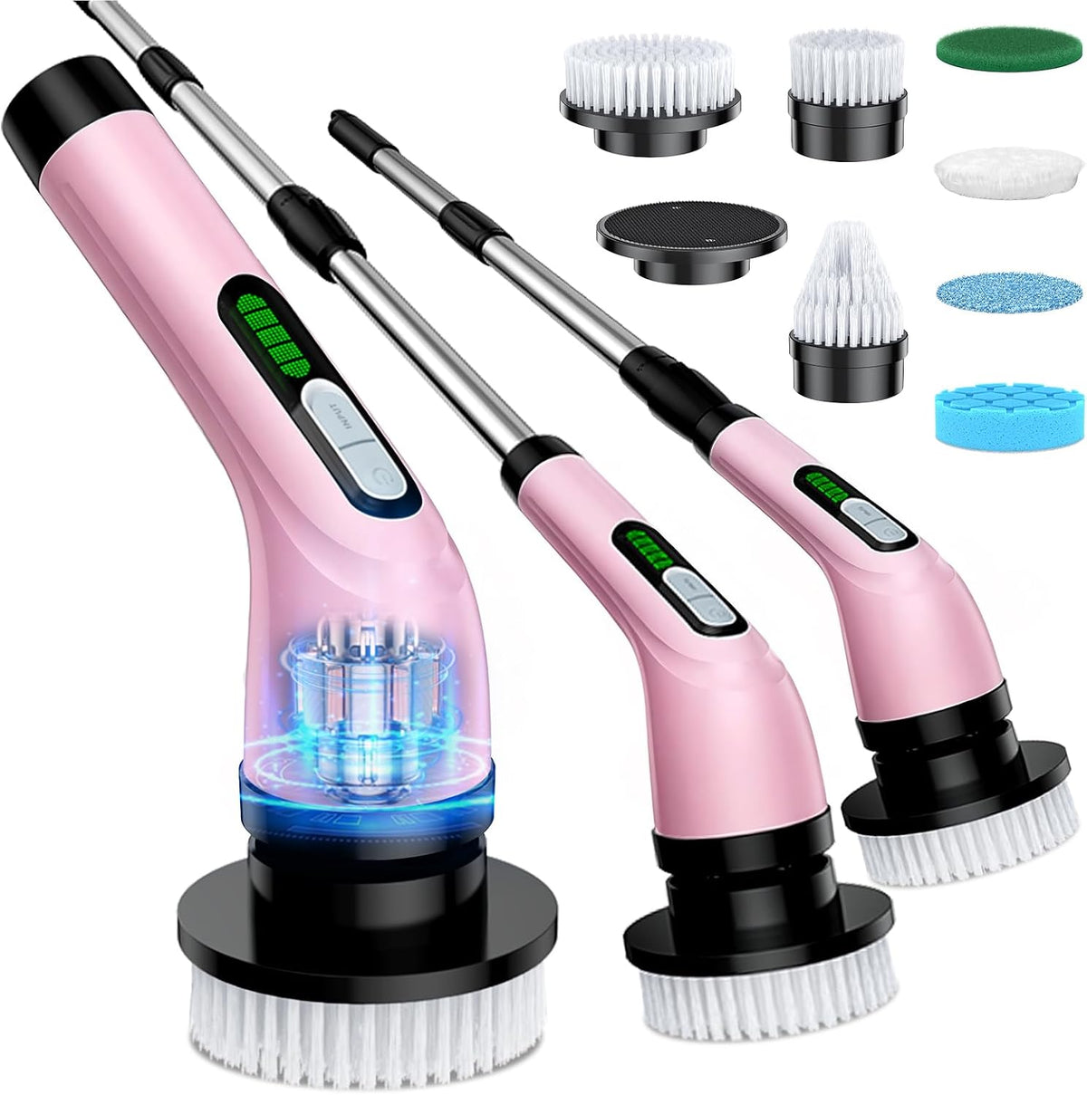 Electric Spin Scrubber for Cleaning Bathroom: Cordless Power Shower Scrubber (Pink)