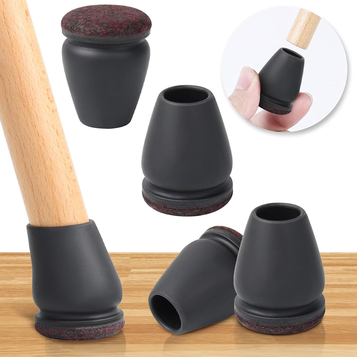 16PCS Extra Small Felt Chair Leg Floor Protectors Round, Fit 0.55"-0.75"