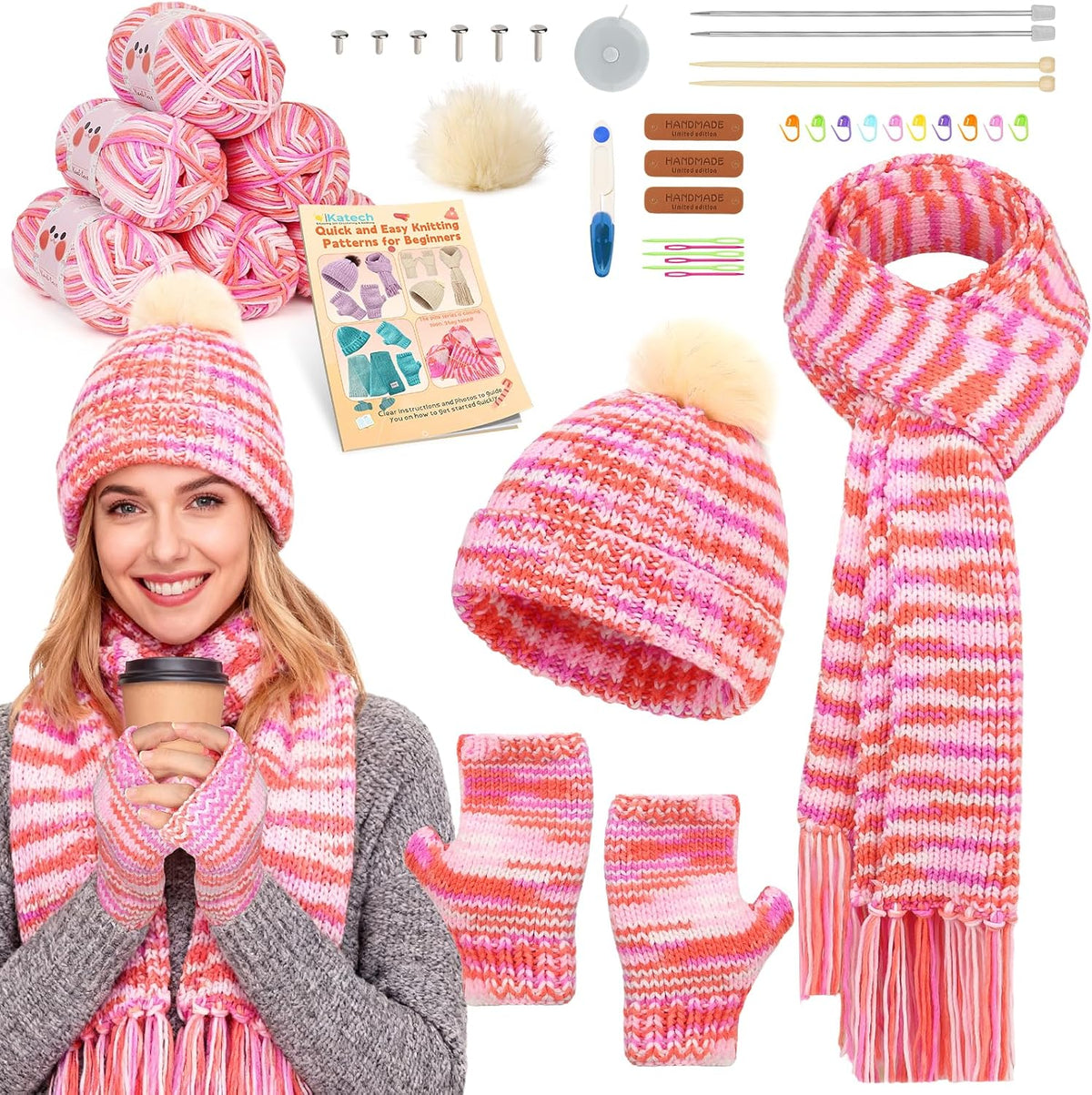 Katech Knitting Kit for Beginner- Beginners Knitting Kit for Adults Kids