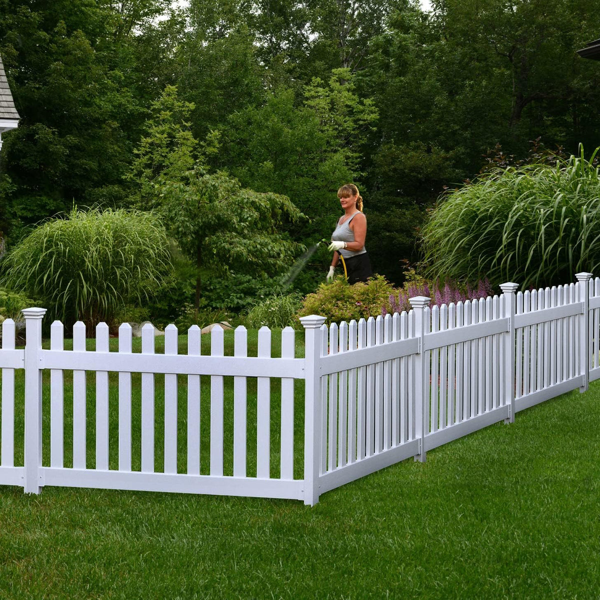 Wambam Newport Picket Fence, White Vinyl DIY No Dig Kit