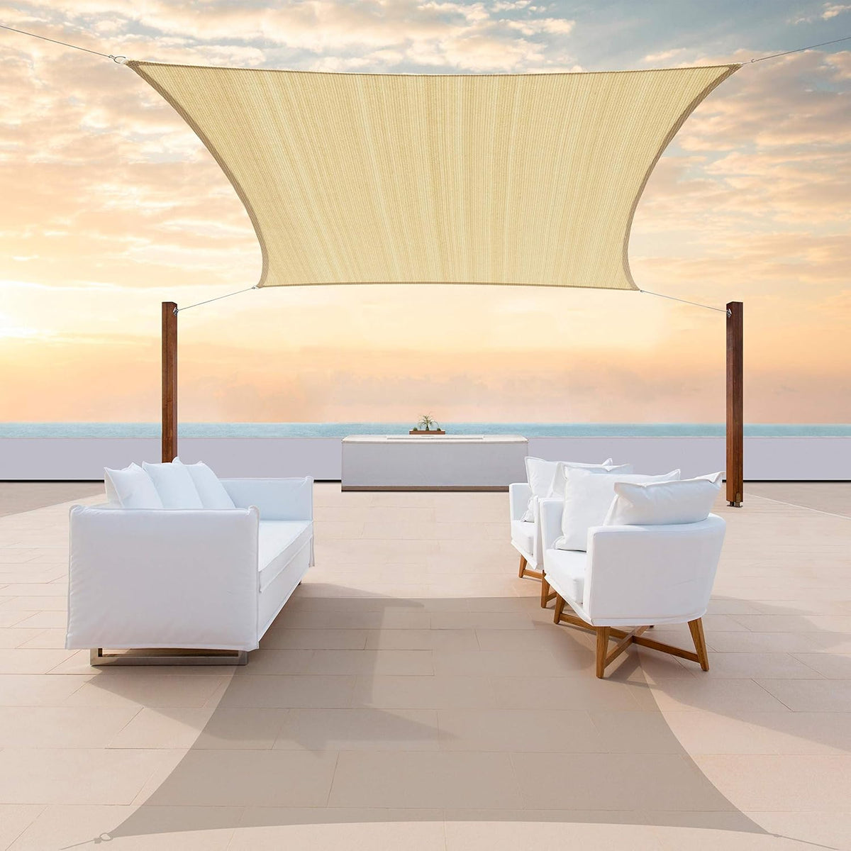 Colourtree 12' X 12' Beige Rectangle Sun Shade Sail for Backyard