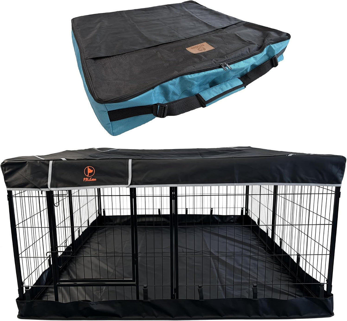 Pjyucien Puppy Playpen plus Storage Bag with Bottom & Top Cover, 31.3" H