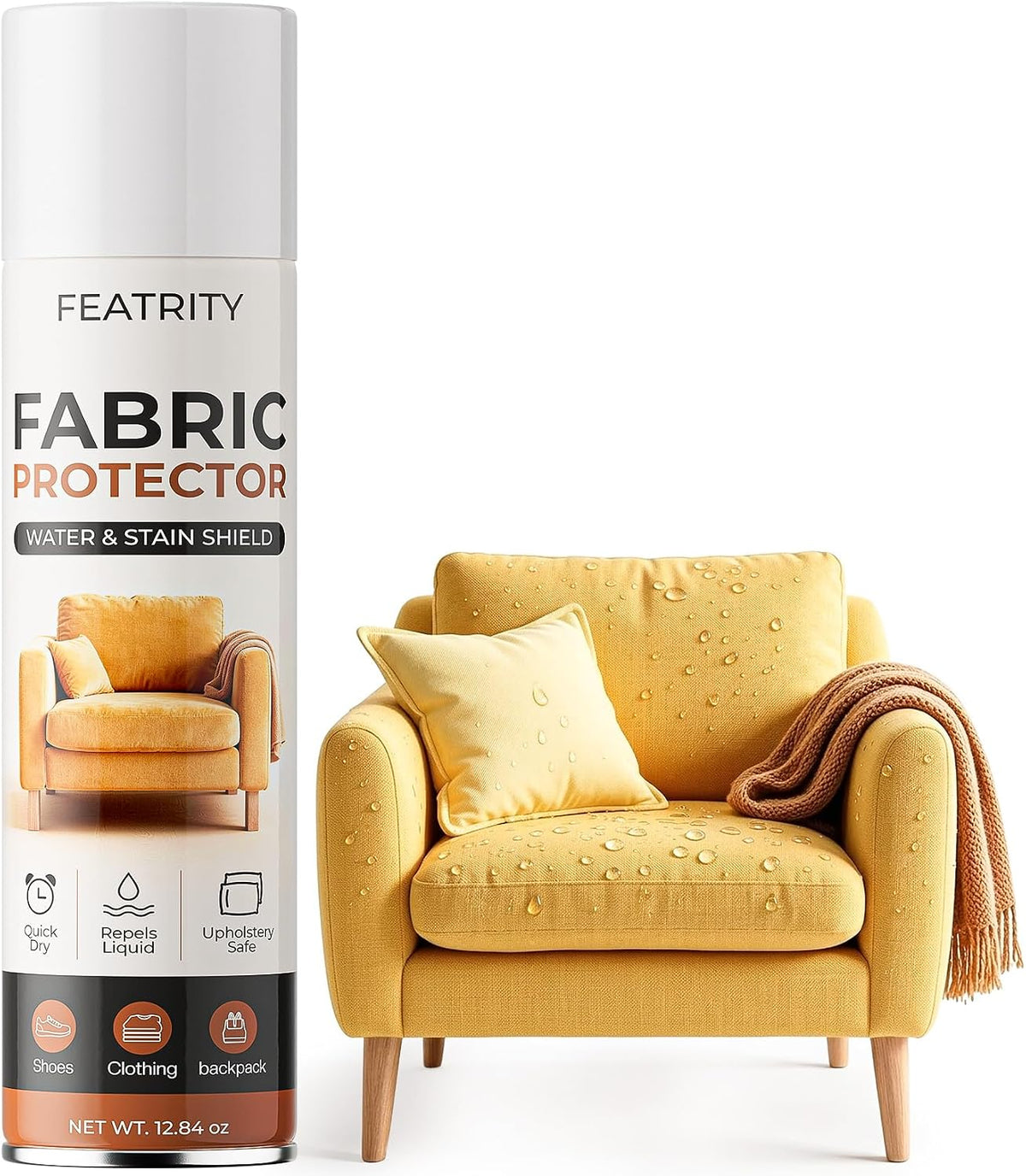 Waterproof Fabric Protector Spray: 12.8Oz Water & Stain Repellent