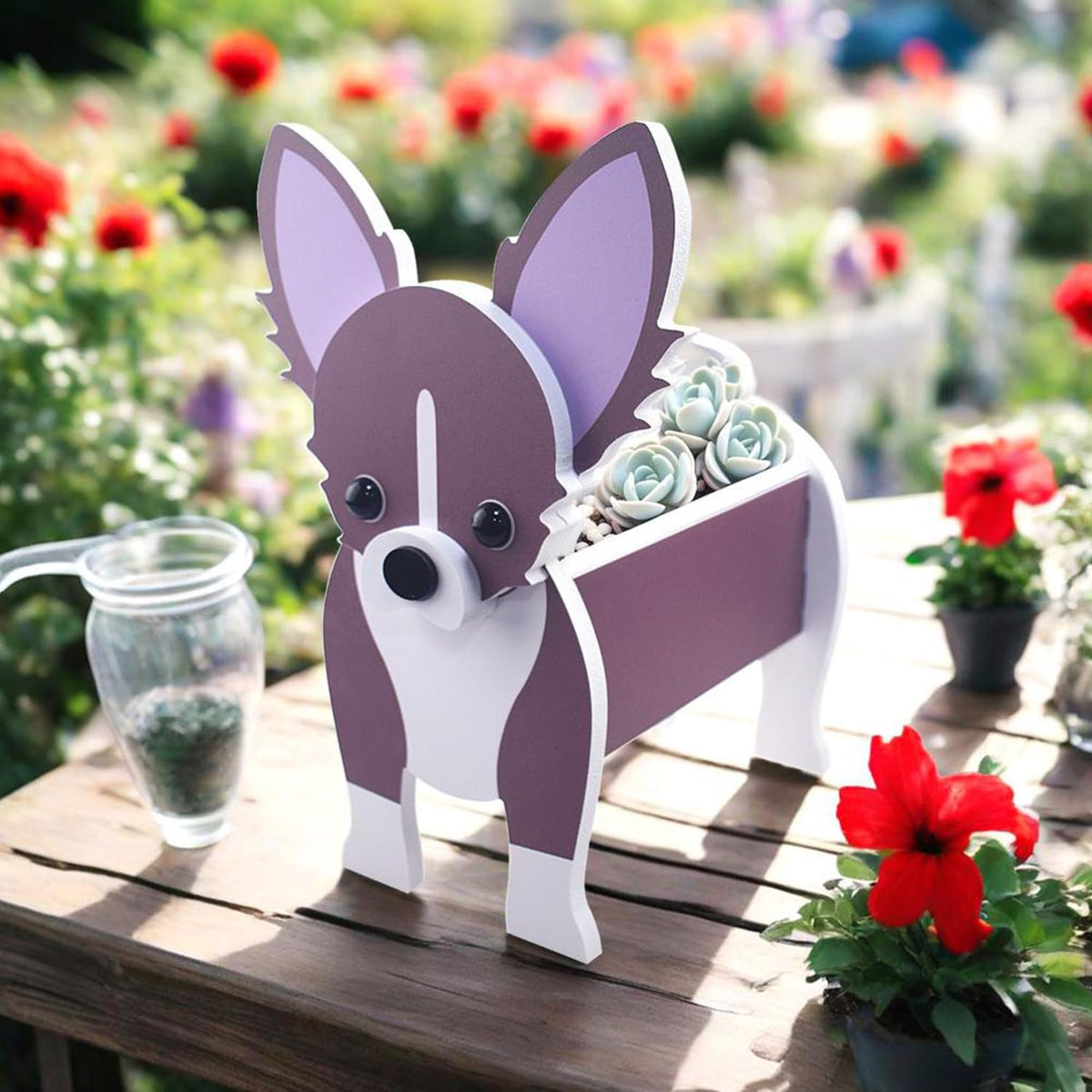Pet Dog Shaped Plant Flowerpot, Storage Planter Container, Indoor and Outdoor Decorative Ornaments, Countertops, Garden, Courtyard Decorations (Chihuahua)