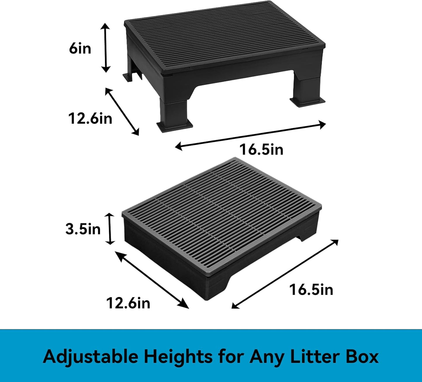 Cat Litter Box Step Ramp – Adjustable 3.5" & 6", Large 16.5"X12.6" Non-Slip Litter Trapper Platform Reduces Tracking, Fits Automatic Litter Boxes, for Kittens & Senior Cats