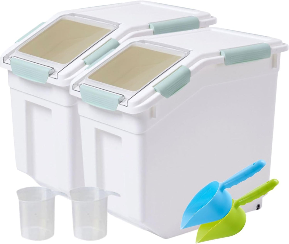 Saim 25Lb Flour/Rice Storage Container with Rolling Casters (Green)
